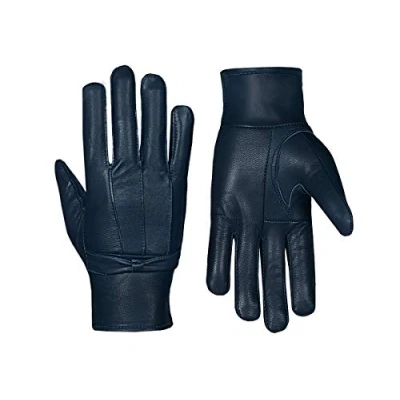 Image of SiXsigma Sports Ladies Leather Gloves Women&#039;s Soft Fleece Lined Coloured Genuine Bow Warm Winter (Navy Blue, Medium/Large)