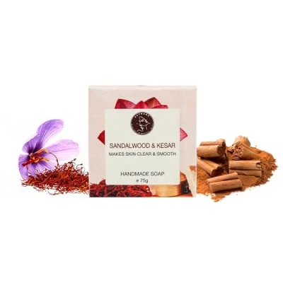 Image of AATMANA Handmade Natural Bar Soap for Men &amp; Women, Moisturizing Body Face Soap, 7.9 Oz Bars (3 Set) (Sandalwood Saffron)