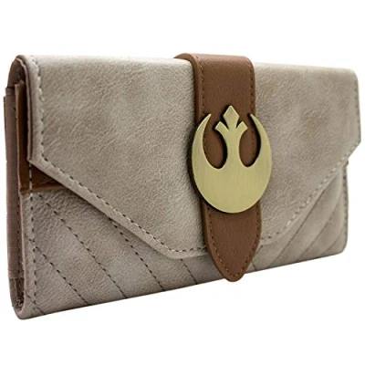 Image of The Last Jedi Star Wars Rey Outfit Rebel Emblem Purse Clutch Coin Pocket &amp; Card Holder, Brown