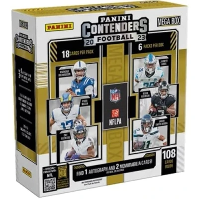 Image of Panini 2023 Contenders Football Mega Trading Card Box (108 Cards/Box) One Autograph Teal Parallels