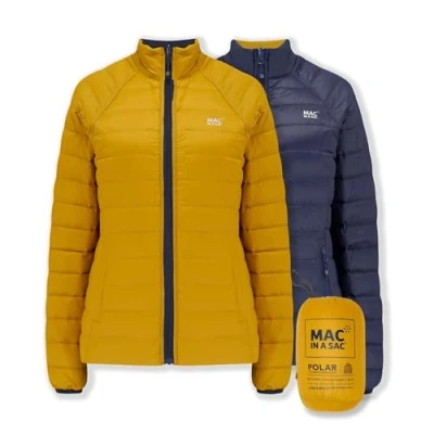Image of Mac in a Sac Polar Packable Women&#039;s Down Jacket Navy Mustard S