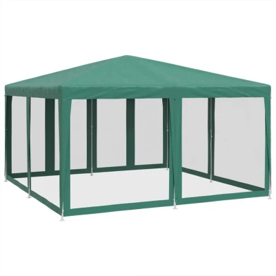 Image of vidaXL Party Tent with 8 Mesh Sidewalls Green 4x4 m HDPE