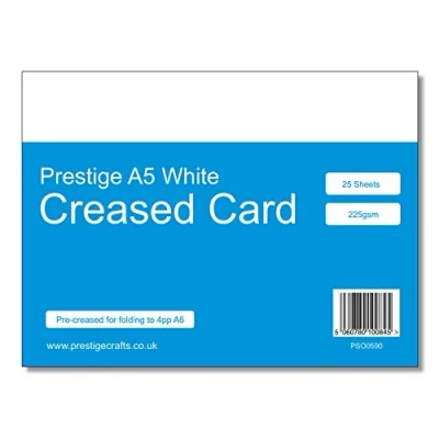 Image of Prestige A5 White Card Pack Pre Creased for Folding to 4pp A6 225gsm 25 Sheets