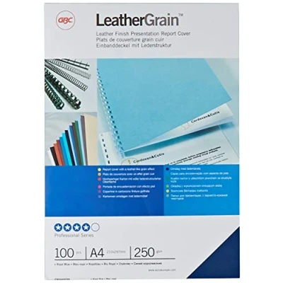 Image of GBC LeatherGrain A4 Binding Cover 250 gsm Royal Blue (Pack of 100) CE040029