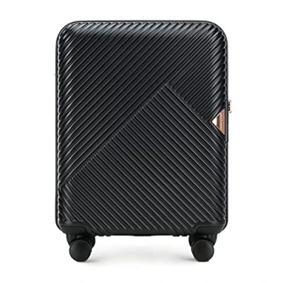 Image of WITTCHEN Travel Suitcase Carry On Cabin Luggage Hardshell Made of Polycarbonate with 4 Spinner Wheels Combination Lock Telescopic Handle GL Style Line Size Black