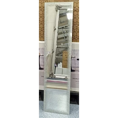 Image of DEENZ Full Length Shimmer Glitter Mirror Silver Rectangle Shape Wall Beautiful Home Decoration Art Piece Gift 30Cm X 120Cm