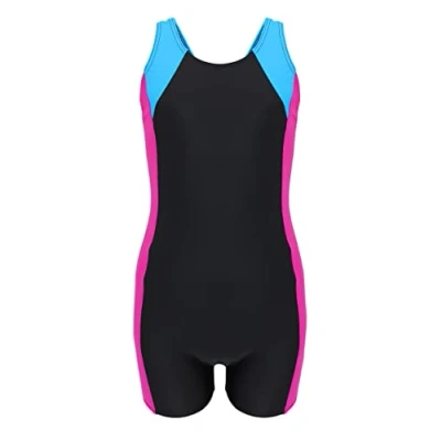 Image of Aquarti Girls&#039; One Piece Shorty Swimsuit Child, Black/Amaranth/Turquois, 146