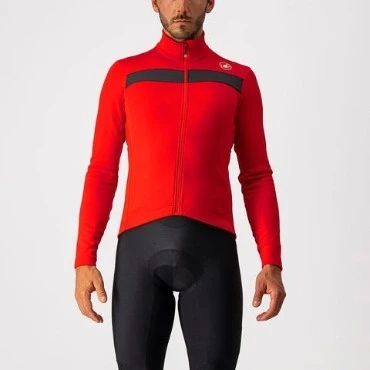Image of CASTELLI 4518511 023 PURO 3 JERSEY FZ Sweatshirt Men&#039;s RED/BLACK REFLEX Size M