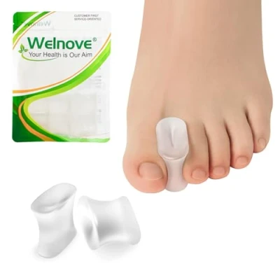 Image of Welnove Upgraded Gel Toe Separators 8 Pack Aloe Vera Extract Infused Silicone Spacers for Straightening Overlapping Toes, Calluses (Large Size)