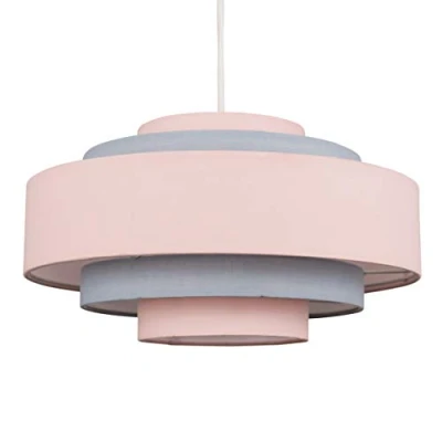 Image of Modern 5 Tier Cylinder Ceiling Pendant Light Shade in a Pink Finish Complete with 10w LED Bulb [3000K Warm White]