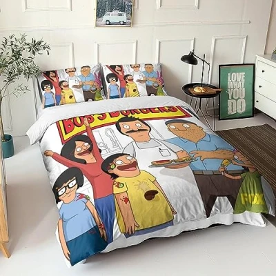 Image of BYTUGI Bobs Burgers Duvet Cover Set 3D Printed Animation Quilt Hidden Zipper Closure Microfiber Bedspread Bedroom Bed Bedding Double（200x200cm）