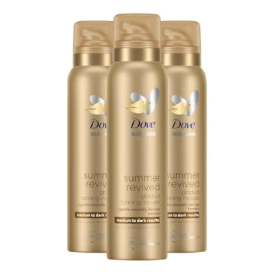 Image of 3 pack of 150ml Dove Derma Spa Gradual Self Tan Body Mousse Medium to Dark