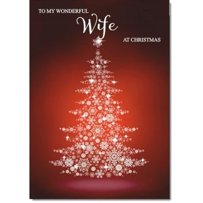 Image of doodlecards Wife Christmas Card Snowflake Tree Large A4 Size for with Plain Envelope