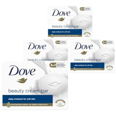 Image of Dove Orginal Beauty Cream Bar 3 in 1 Cleanses, Moisturises and Nourishes Sulphate Free Bath Soap for Soft Smooth Skin, Suitable Daily Use, 90g (Buy 48)