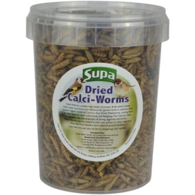 Image of Supa Dried Calci Worms For Wild Birds, 1 Litre Bucket, High Energy Protein Rich Treat Garden Attract More Birds To Your Garden, Quality Bird Food.