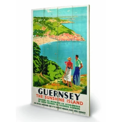Image of Pyramid International Guernsey Wooden Wall Art, Multicoloured, 45 x 76 cm