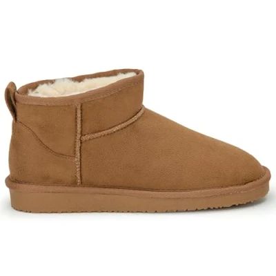 Image of Polar Women Boots Slippers Faux Suede, Flexible Waterproof Anti Slip Rubber Sole With Memory Foam, Fur Lined On Slippers, Ladies Walking shoes for Indoor &amp; Outdoor Chestnut UK 5