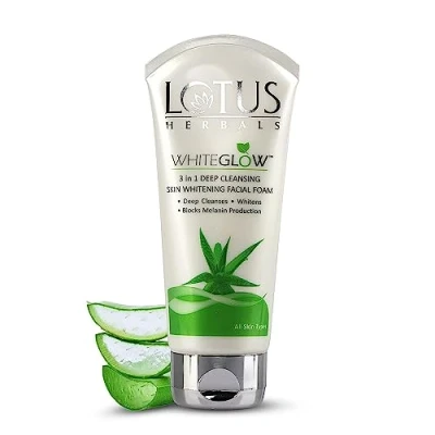 Image of Lotus Herbals WhiteGlow 3 In 1 Deep Cleansing skin Whitening Facial Foam, face wash, for all types, 100g