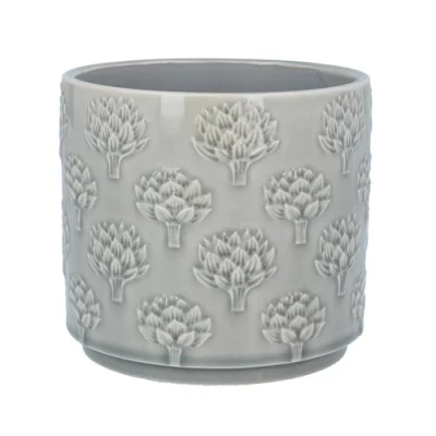 Image of Gisela Graham Grey Artichoke Plant Pot Cover Medium