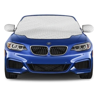 Image of Car Windscreen Cover, Magnetic Snow Cover with 3 Hidden Magnets, UV Ice Protection Windshield Side Wing Mirror Frost Guard Pefect Fit for Cars in All Weather, 147cm x 118cm