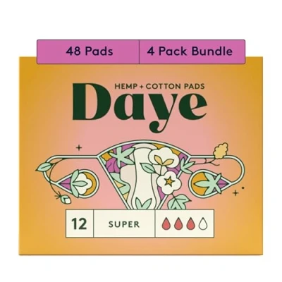 Image of Daye Organic Hemp Fiber Super Menstrual Pads, 48ct