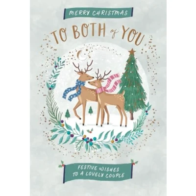 Image of Piccadilly Greetings Christmas Card To Both of You 2 deer 9 x 6 inches