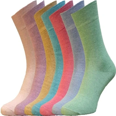 Image of ZombaFlo 6 Pairs Diabetic Socks for Women Non Elastic Cotton Rich Gentle Grip Soft Top UK 4 7 Multipack (Standard, Pastel Colours)