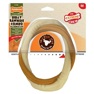 Image of Nylabone Extreme Tough Dog Chew Toy, Bully Stick Ring, Beef Flavour, Mess Free, Medium, For Dogs Up To 16Kg M
