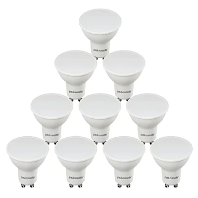Image of paul russells LED GU10 Light Bulb, 40w Equivalent 4Watt 340Lumens Daylight White 6500K, 100 Wide Beam Angle, Frosted Spotlight Energy Saving (Not Dimmable) Bulbs, Pack of 10