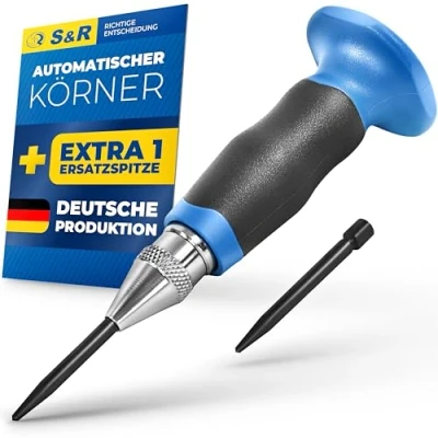 Image of S&amp;R Automatic Centre Punch Set Adjustable Thrust 60 130N Made in Germany Includes Spare Tip