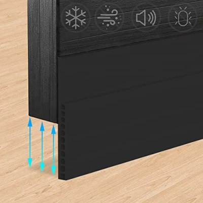 Image of Door Draught Excluder,Door Stopper Adhesive Weather Stripping Rubber Bottom Seal Strip Soundproof Under Draft Blocker (Black)