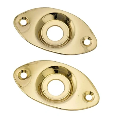 Image of Musiclily Oval Electric Guitar Output Jack Plate,Gold