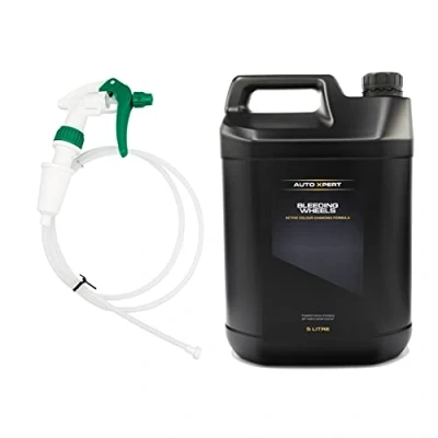 Image of Auto Xpert Bleeding Wheels 5 litre With Long Hose Trigger Sprayer Fast Acting Car Alloy Wheel Cleaner Extreme Iron Contamination Fallout Remover pH Neutral Safe on All Surfaces