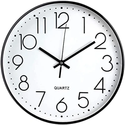 Image of Tebery 12 Inch Modern Wall Clock, Non Ticking Silent Quartz Battery Operated Round Easy to Read Kitchen Clock For Home/Office/School