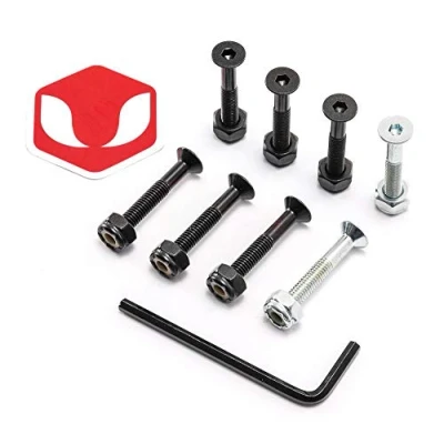 Image of Venom 1.25&quot; Allen Key Directional Skateboard Deck Bolts/Screws/Hardware Black/Silver