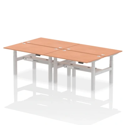 Image of Air B2B 1400x800mm Height Adjustable 4P Bench Desk CP Beech/Silver