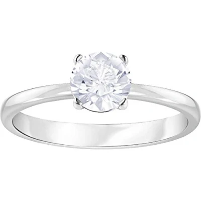 Image of Swarovski Attract ring, Round, White, Rhodium plated