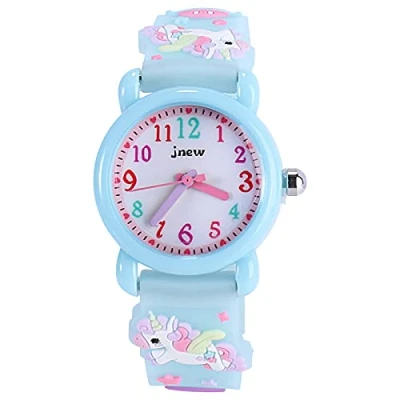 Image of ele ELEOPTION Children&#039;s Watch 3D Cute Cartoon Silicone Rubber Band Wristwatch Multi Colour Dial Digital Display Gift for Little Girls Boy Kids, Horse, Blule
