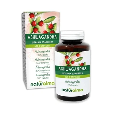 Image of Ashwagandha or Indian Ginseng (Withania somnifera) Roots Naturalma 150 g 300 Tablets Food Supplement Natural and Vegan