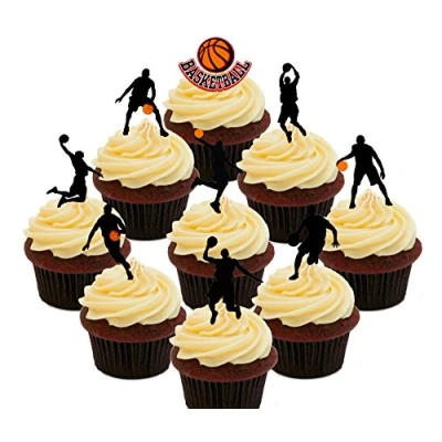 Image of Made4You Basketball Party Pack Edible Cupcake Toppers Stand up Wafer Cake Decorations (Pack of 36)