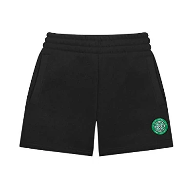 Image of Celtic FC Official Football Gift Boys Fleece Jogger Shorts 12 13 Years Black