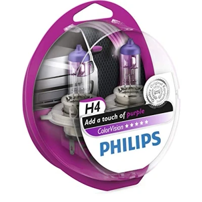 Image of Philips 12342Cvpps2 Colorvision H4 Colored Car Headlight 2 Pack Bulbs, Purple, 36791128