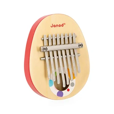 Image of Janod Range Confetti Wooden Pretend Play Musical Toy 8 Metal Keys Children’s Sooth Sounding Kalimba 3 Years +, J07642, Multicolor