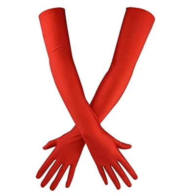 Image of Long Evening Gloves Satin Elbow Bridal Fancy Dress Wedding Prom Opera 1920s Style for Women