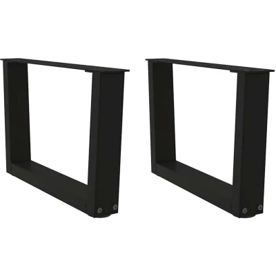 Image of vidaXL Dining Table Legs V Shaped Black Steel Pair Adjustable Foot Levelers, Modern Design