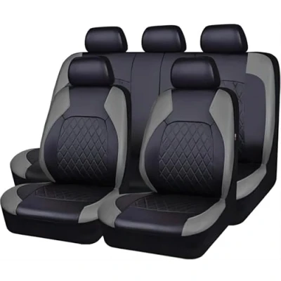 Image of PHOENIX95 Car Seat Cover for Nissan Navara 2018 2019 2020 2021 2022 2023 2024, Leather Front Back Full Surround Protectors Pad Breathable Waterproof, Covers, Accessories,Grey
