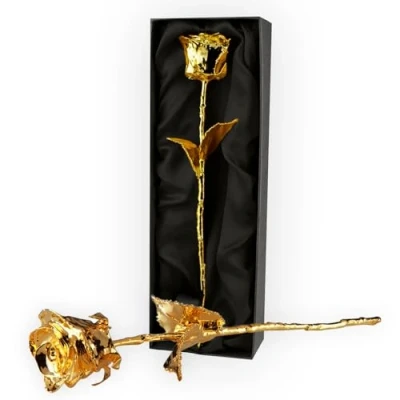 Image of Mikamax 24k Gold Rose Golden Real Dipped into Certificate of Authenticity Dimensions 7 8 inches Luxurious Box size: 32 x 5 11 cm