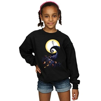 Image of Disney Girls Nightmare Before Christmas Jack and Sally Love Sweatshirt 5 6 Years Black