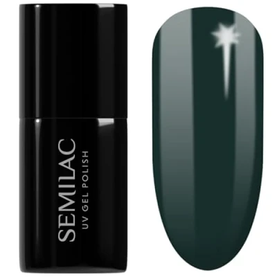 Image of SEMILAC 422 Deep Forest Green Nail UV Gel Polish Long Lasting and Easy to Apply Soak off UV/Led Perfect for Home Professional Manicure Pedicure 7 ml