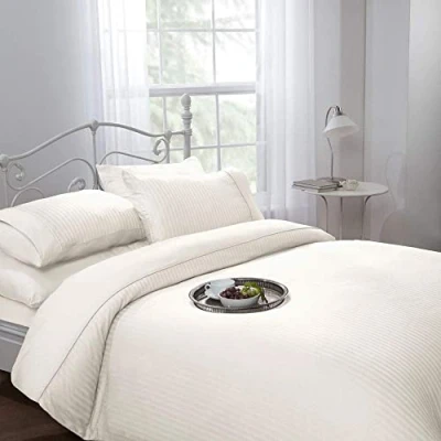 Image of Emma Barclay Ritz 300 Thread Count Satin Stripe Duvet Set in Cream Single Bed